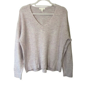 H&M Women's V-Neck Sweater - Light Purple Gray Textured Fuzzy S Cozy Fall